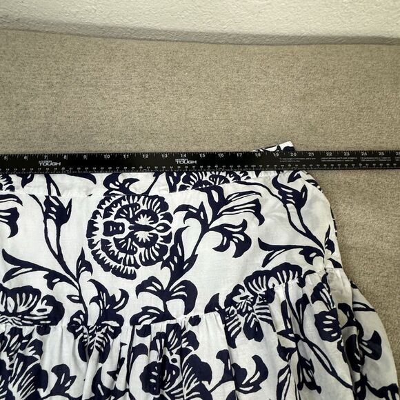 Soft Surroundings Skirt 1X A-line Blue Floral Midi Lined Pockets Pull On Boho - Picture 8 of 11